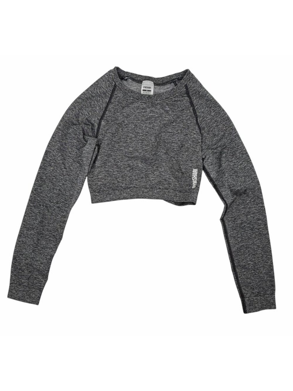 GYMSHARK Women's Gray/Black Seamless Adapt Long Sleeve Crop Workout Top Medium
